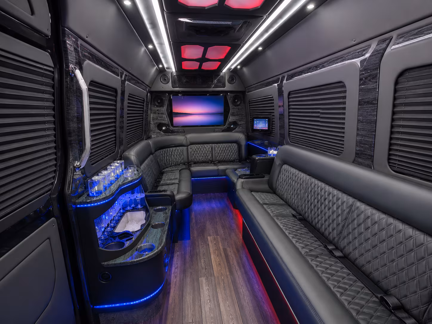 lafayette 28 passenger party bus inside